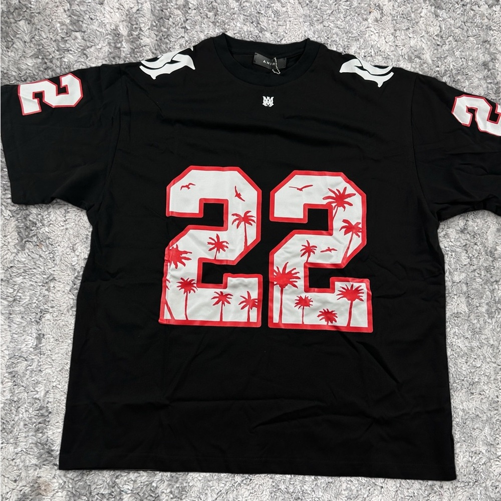 Amiri 22 Jersey Palm Tree Logo Red and Black Tee Mens Size Medium or Small